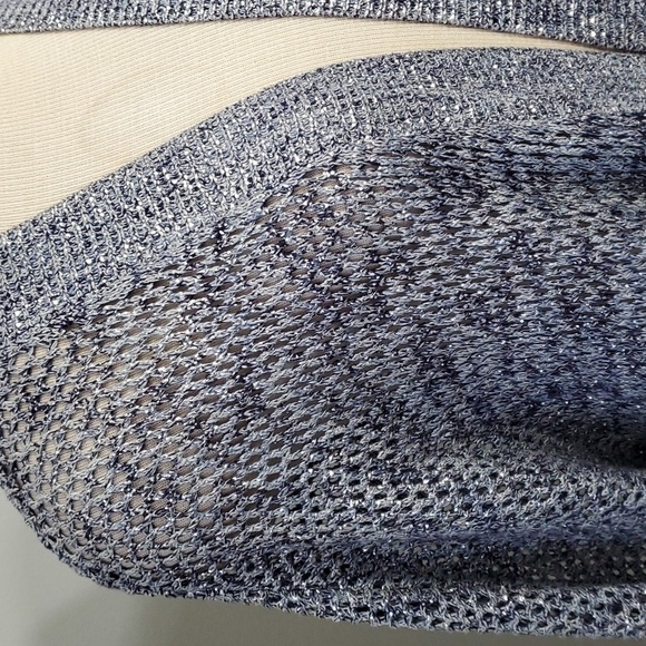 Chicos 2 open knit‎ cardigan sweater.  Gray/blue with silver threads. SIZ… - Picture 2 of 11